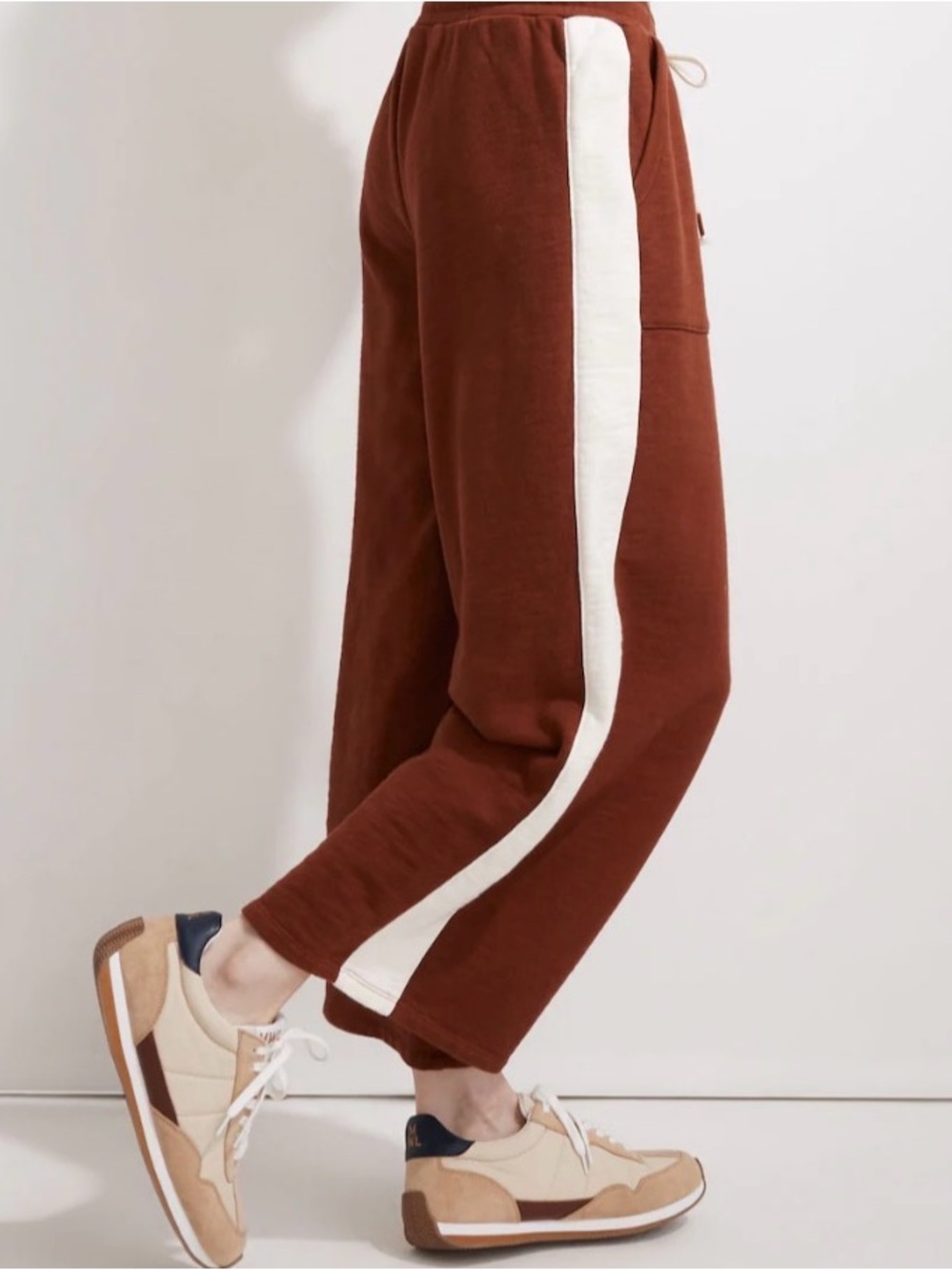 MWL By Madewell Sweatsuit In Dusty Redwood Medium Wide Leg Striped